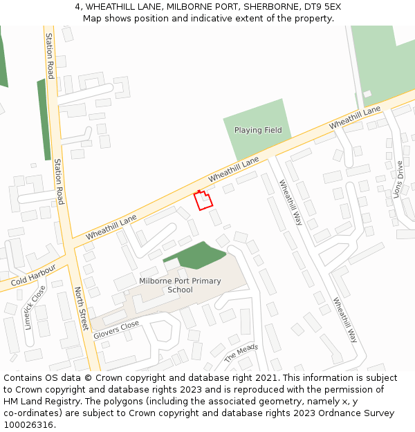 4, WHEATHILL LANE, MILBORNE PORT, SHERBORNE, DT9 5EX: Location map and indicative extent of plot