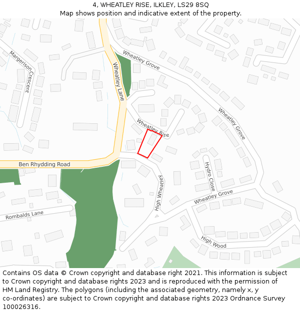 4, WHEATLEY RISE, ILKLEY, LS29 8SQ: Location map and indicative extent of plot