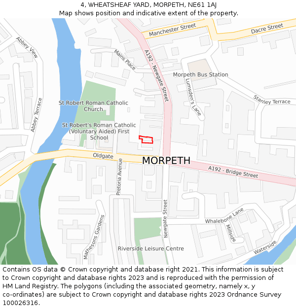 4, WHEATSHEAF YARD, MORPETH, NE61 1AJ: Location map and indicative extent of plot