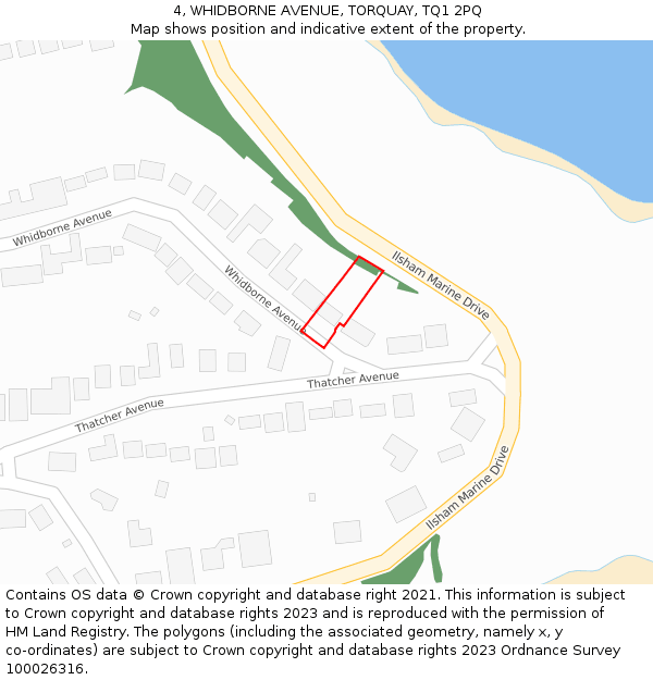 4, WHIDBORNE AVENUE, TORQUAY, TQ1 2PQ: Location map and indicative extent of plot