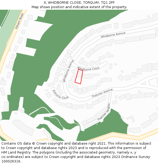 4, WHIDBORNE CLOSE, TORQUAY, TQ1 2PF: Location map and indicative extent of plot