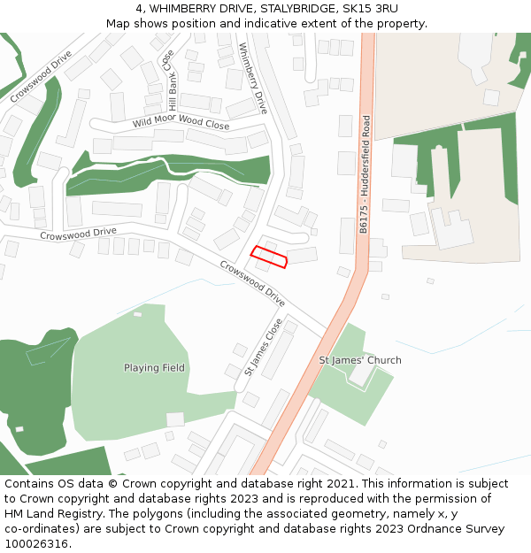 4, WHIMBERRY DRIVE, STALYBRIDGE, SK15 3RU: Location map and indicative extent of plot