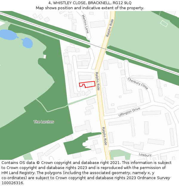 4, WHISTLEY CLOSE, BRACKNELL, RG12 9LQ: Location map and indicative extent of plot