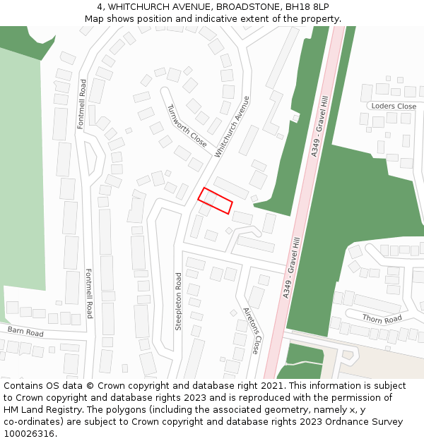 4, WHITCHURCH AVENUE, BROADSTONE, BH18 8LP: Location map and indicative extent of plot