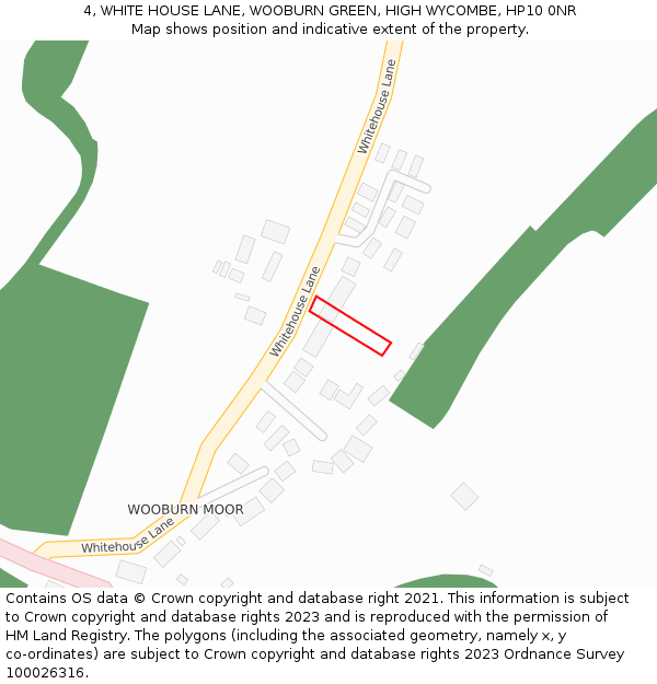 4, WHITE HOUSE LANE, WOOBURN GREEN, HIGH WYCOMBE, HP10 0NR: Location map and indicative extent of plot