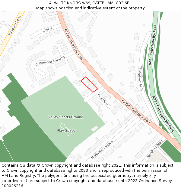 4, WHITE KNOBS WAY, CATERHAM, CR3 6RH: Location map and indicative extent of plot