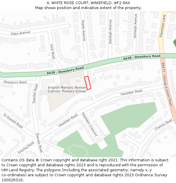 4, WHITE ROSE COURT, WAKEFIELD, WF2 9AX: Location map and indicative extent of plot