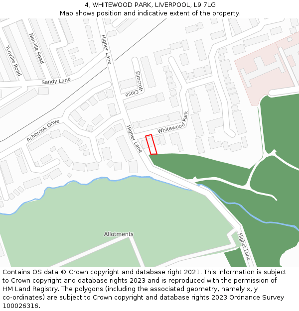 4, WHITEWOOD PARK, LIVERPOOL, L9 7LG: Location map and indicative extent of plot