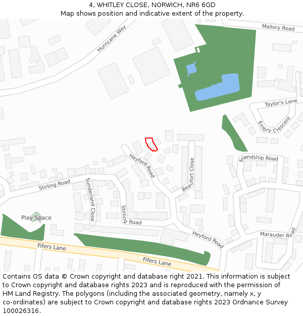 4, WHITLEY CLOSE, NORWICH, NR6 6GD: Location map and indicative extent of plot