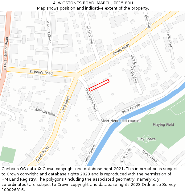 4, WIGSTONES ROAD, MARCH, PE15 8RH: Location map and indicative extent of plot