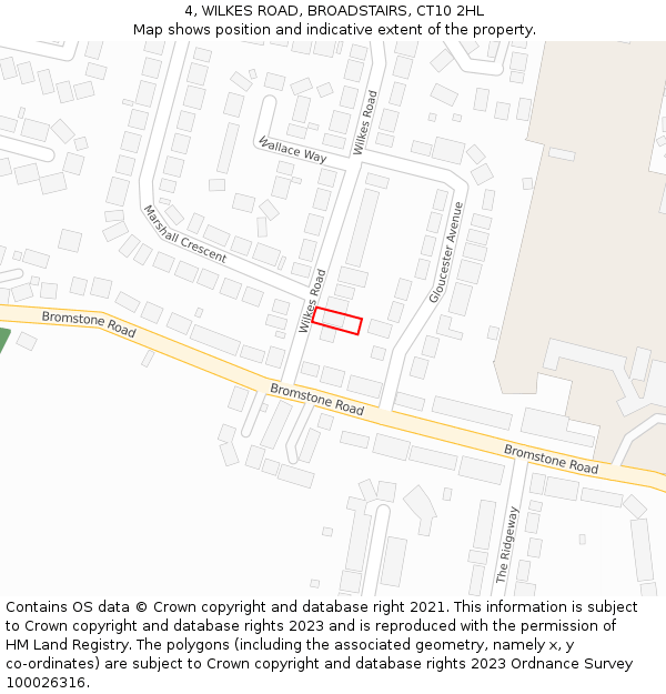 4, WILKES ROAD, BROADSTAIRS, CT10 2HL: Location map and indicative extent of plot