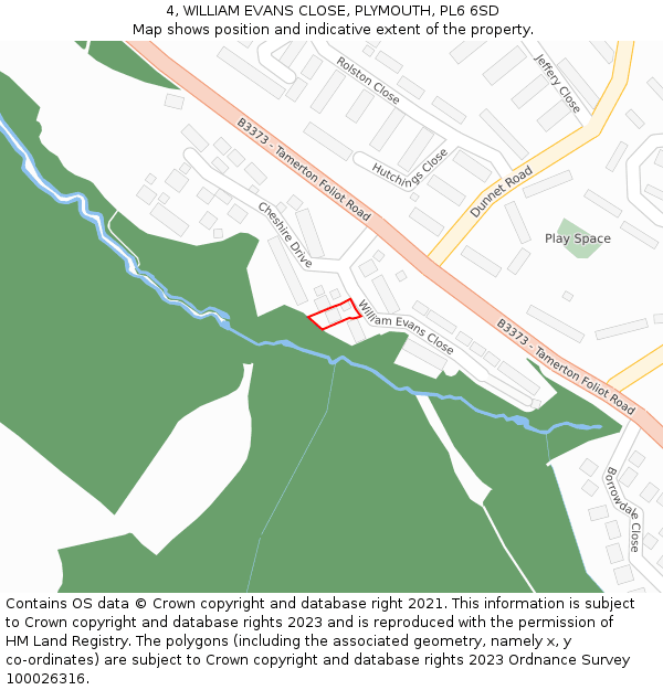 4, WILLIAM EVANS CLOSE, PLYMOUTH, PL6 6SD: Location map and indicative extent of plot