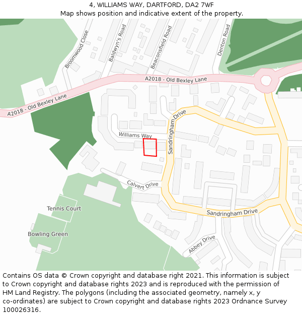 4, WILLIAMS WAY, DARTFORD, DA2 7WF: Location map and indicative extent of plot