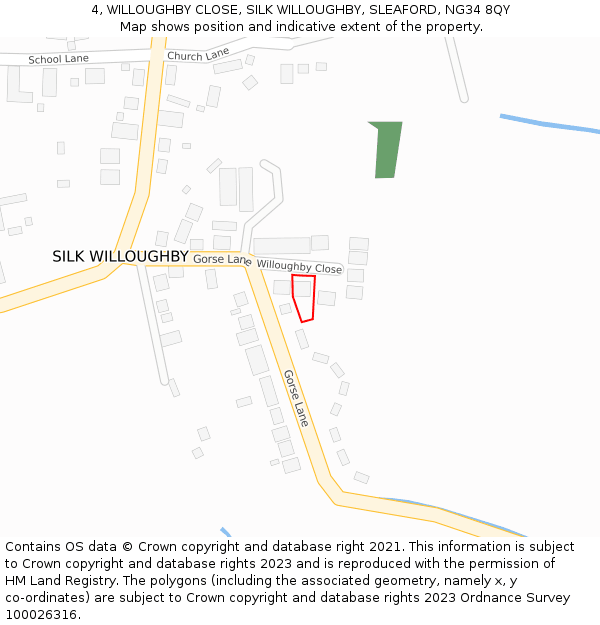 4, WILLOUGHBY CLOSE, SILK WILLOUGHBY, SLEAFORD, NG34 8QY: Location map and indicative extent of plot