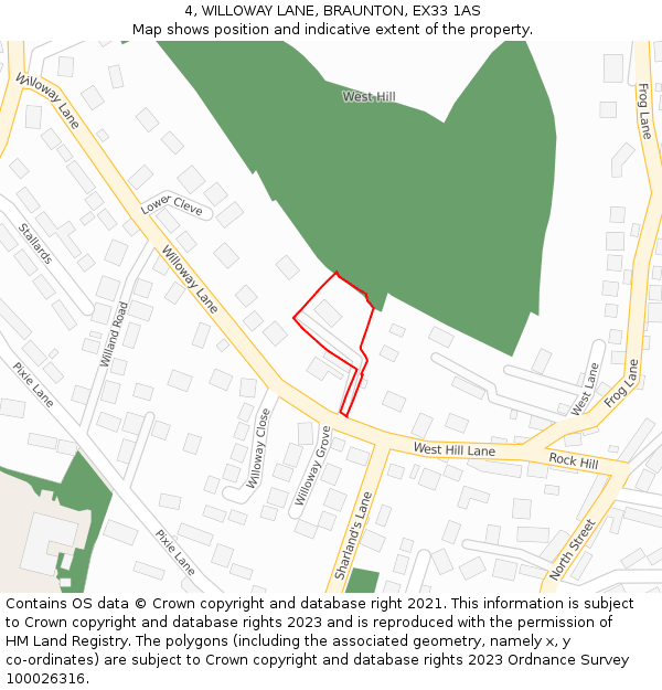4, WILLOWAY LANE, BRAUNTON, EX33 1AS: Location map and indicative extent of plot