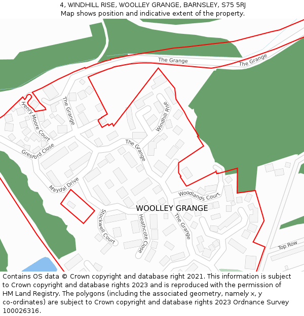 4, WINDHILL RISE, WOOLLEY GRANGE, BARNSLEY, S75 5RJ: Location map and indicative extent of plot