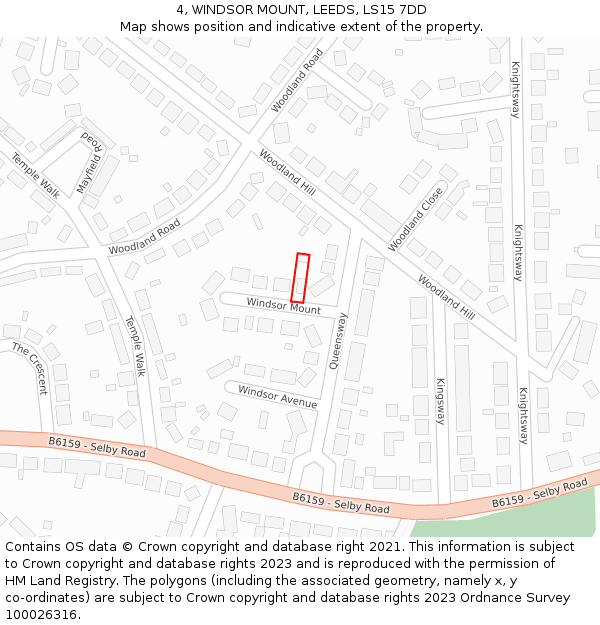 4, WINDSOR MOUNT, LEEDS, LS15 7DD: Location map and indicative extent of plot