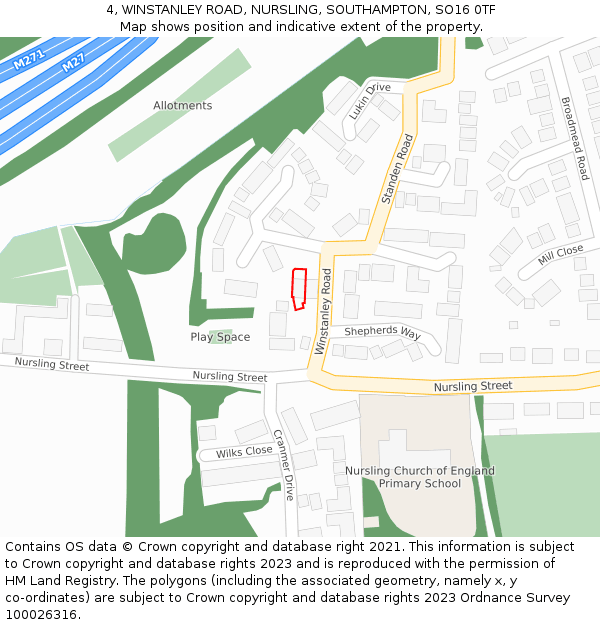 4, WINSTANLEY ROAD, NURSLING, SOUTHAMPTON, SO16 0TF: Location map and indicative extent of plot