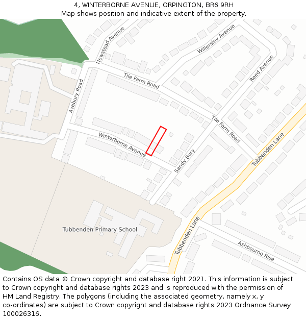 4, WINTERBORNE AVENUE, ORPINGTON, BR6 9RH: Location map and indicative extent of plot