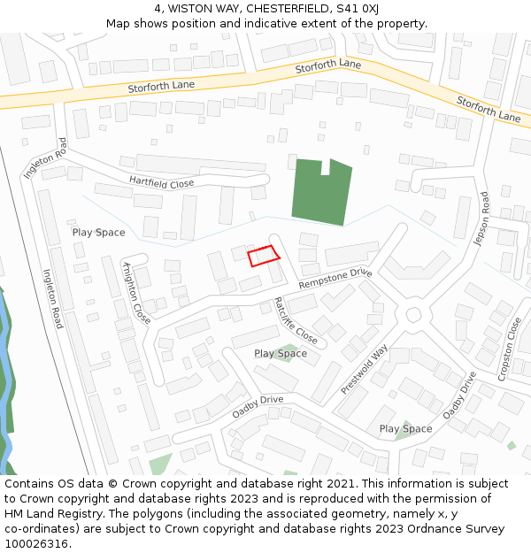 4, WISTON WAY, CHESTERFIELD, S41 0XJ: Location map and indicative extent of plot