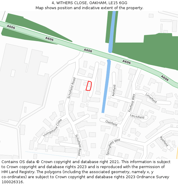 4, WITHERS CLOSE, OAKHAM, LE15 6GG: Location map and indicative extent of plot