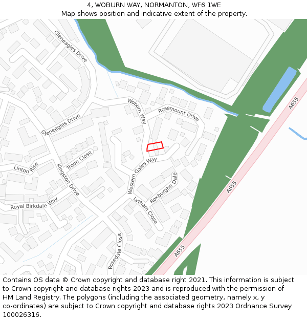 4, WOBURN WAY, NORMANTON, WF6 1WE: Location map and indicative extent of plot