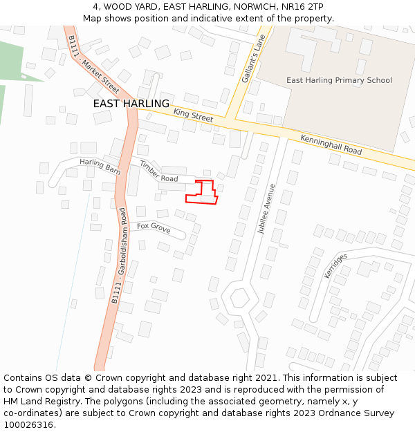 4, WOOD YARD, EAST HARLING, NORWICH, NR16 2TP: Location map and indicative extent of plot