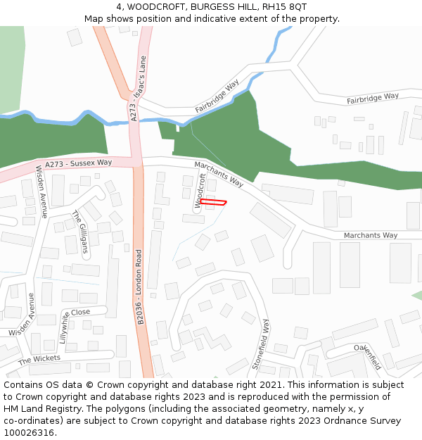 4, WOODCROFT, BURGESS HILL, RH15 8QT: Location map and indicative extent of plot