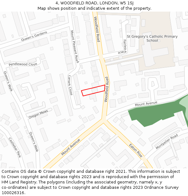 4, WOODFIELD ROAD, LONDON, W5 1SJ: Location map and indicative extent of plot