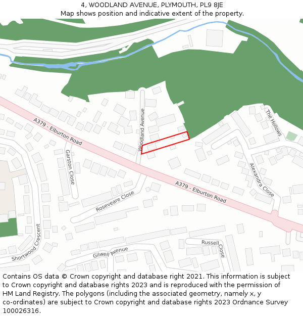 4, WOODLAND AVENUE, PLYMOUTH, PL9 8JE: Location map and indicative extent of plot