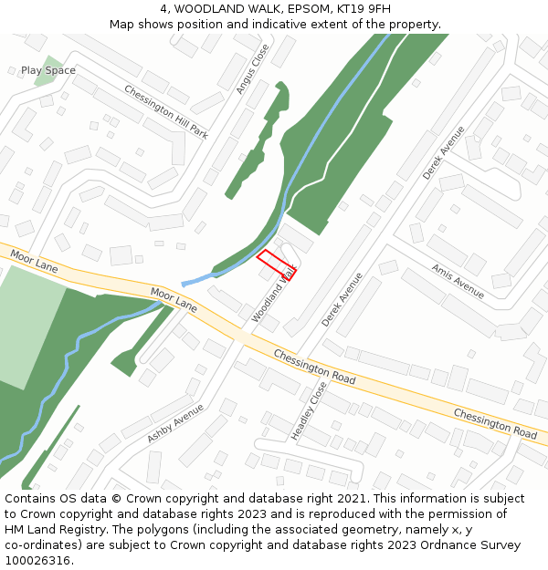 4, WOODLAND WALK, EPSOM, KT19 9FH: Location map and indicative extent of plot