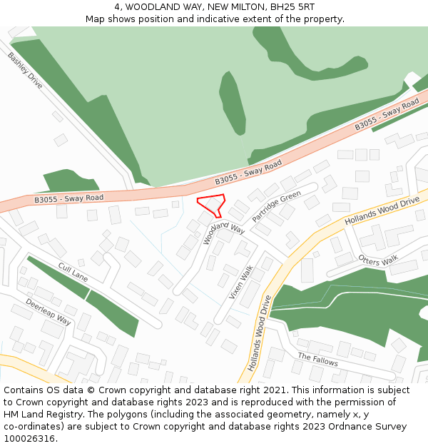 4, WOODLAND WAY, NEW MILTON, BH25 5RT: Location map and indicative extent of plot