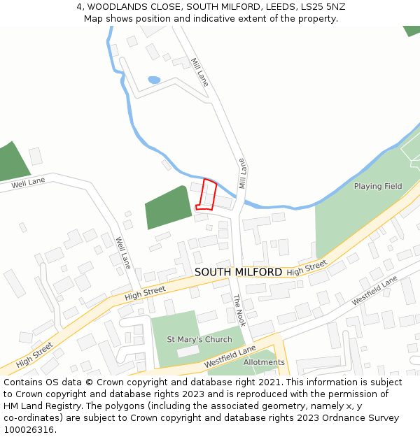 4, WOODLANDS CLOSE, SOUTH MILFORD, LEEDS, LS25 5NZ: Location map and indicative extent of plot