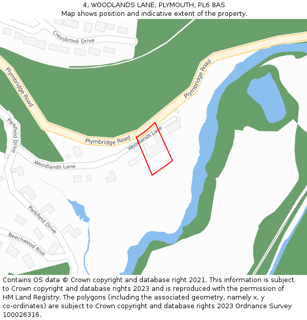 4, WOODLANDS LANE, PLYMOUTH, PL6 8AS: Location map and indicative extent of plot