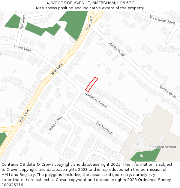 4, WOODSIDE AVENUE, AMERSHAM, HP6 6BG: Location map and indicative extent of plot