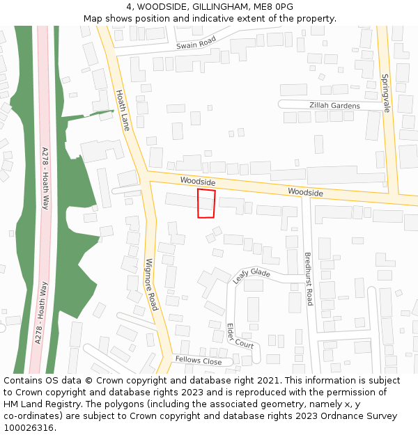 4, WOODSIDE, GILLINGHAM, ME8 0PG: Location map and indicative extent of plot