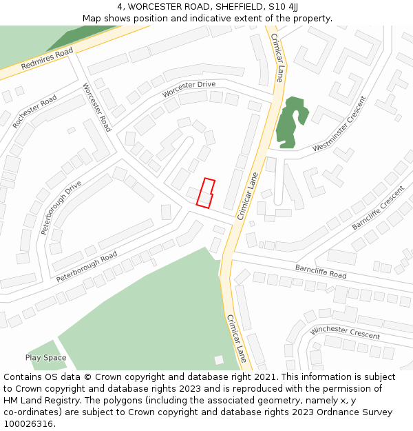 4, WORCESTER ROAD, SHEFFIELD, S10 4JJ: Location map and indicative extent of plot