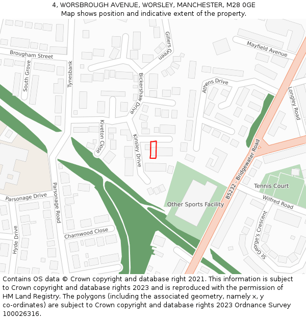 4, WORSBROUGH AVENUE, WORSLEY, MANCHESTER, M28 0GE: Location map and indicative extent of plot