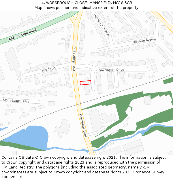 4, WORSBROUGH CLOSE, MANSFIELD, NG18 5GR: Location map and indicative extent of plot