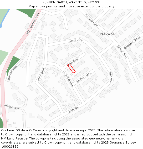 4, WREN GARTH, WAKEFIELD, WF2 6SL: Location map and indicative extent of plot