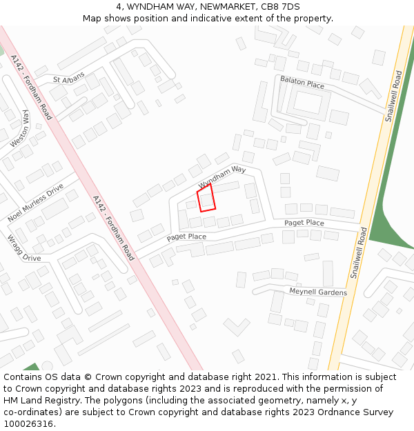 4, WYNDHAM WAY, NEWMARKET, CB8 7DS: Location map and indicative extent of plot