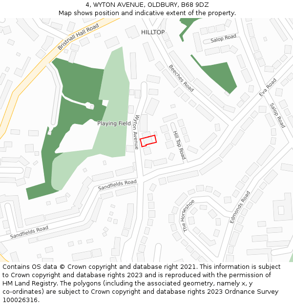 4, WYTON AVENUE, OLDBURY, B68 9DZ: Location map and indicative extent of plot