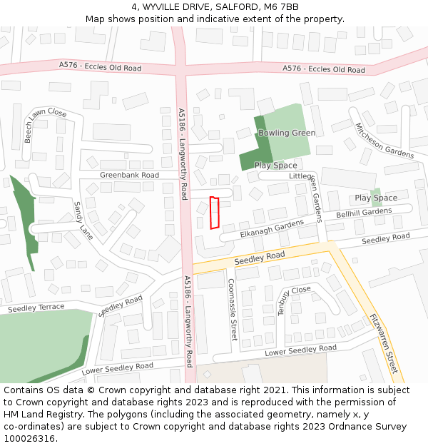 4, WYVILLE DRIVE, SALFORD, M6 7BB: Location map and indicative extent of plot