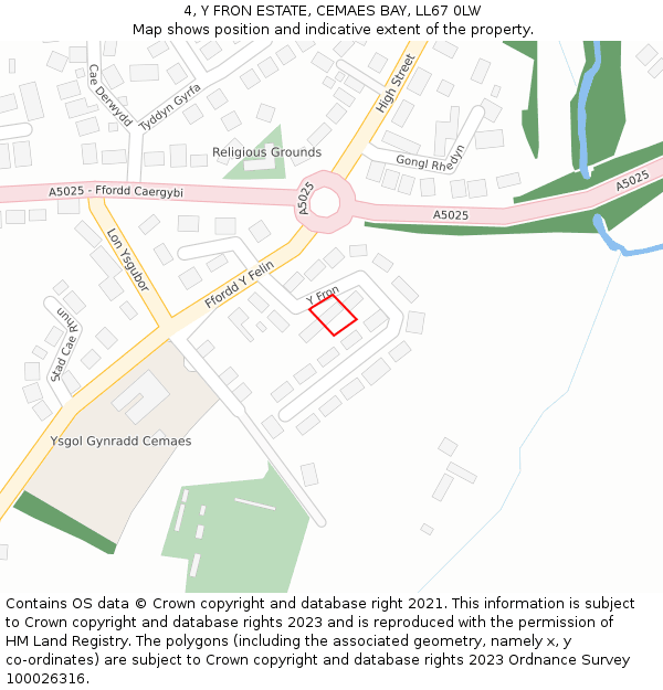 4, Y FRON ESTATE, CEMAES BAY, LL67 0LW: Location map and indicative extent of plot