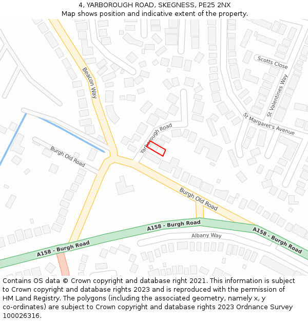 4, YARBOROUGH ROAD, SKEGNESS, PE25 2NX: Location map and indicative extent of plot