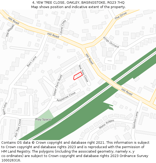 4, YEW TREE CLOSE, OAKLEY, BASINGSTOKE, RG23 7HQ: Location map and indicative extent of plot