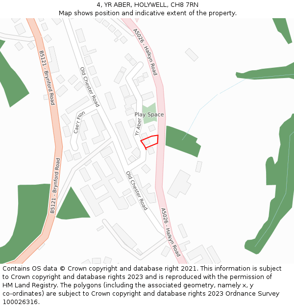 4, YR ABER, HOLYWELL, CH8 7RN: Location map and indicative extent of plot