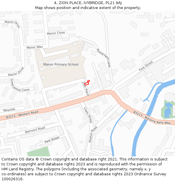 4, ZION PLACE, IVYBRIDGE, PL21 9AJ: Location map and indicative extent of plot
