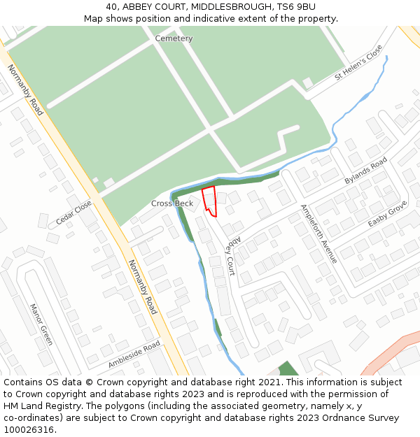 40, ABBEY COURT, MIDDLESBROUGH, TS6 9BU: Location map and indicative extent of plot