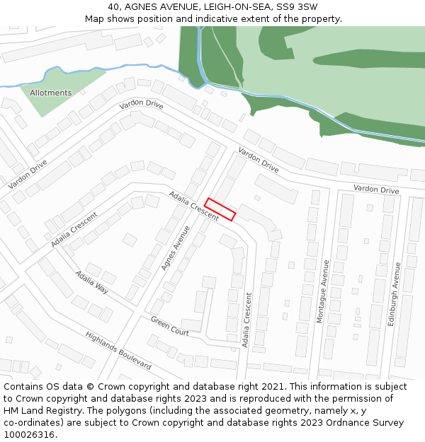 40, AGNES AVENUE, LEIGH-ON-SEA, SS9 3SW: Location map and indicative extent of plot